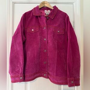 Quacker Factory Suede 100% Leather Beaded Jacket